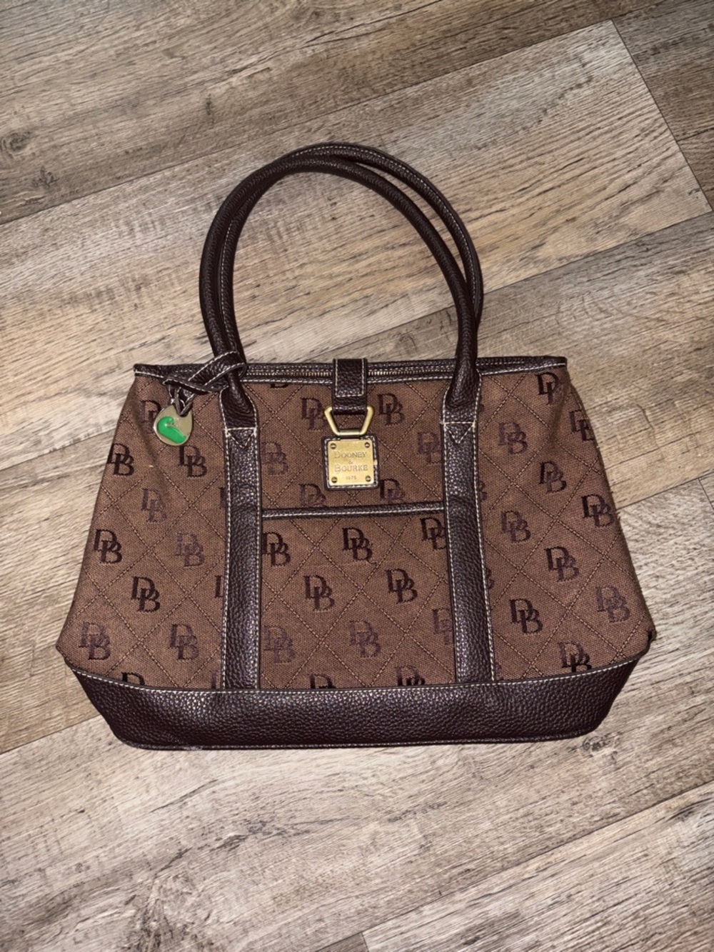 Dooney & Bourke Brown Monogram Tote with Dark Brown Trim